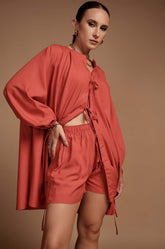 Balloon Sleeve Mini Dress With Short